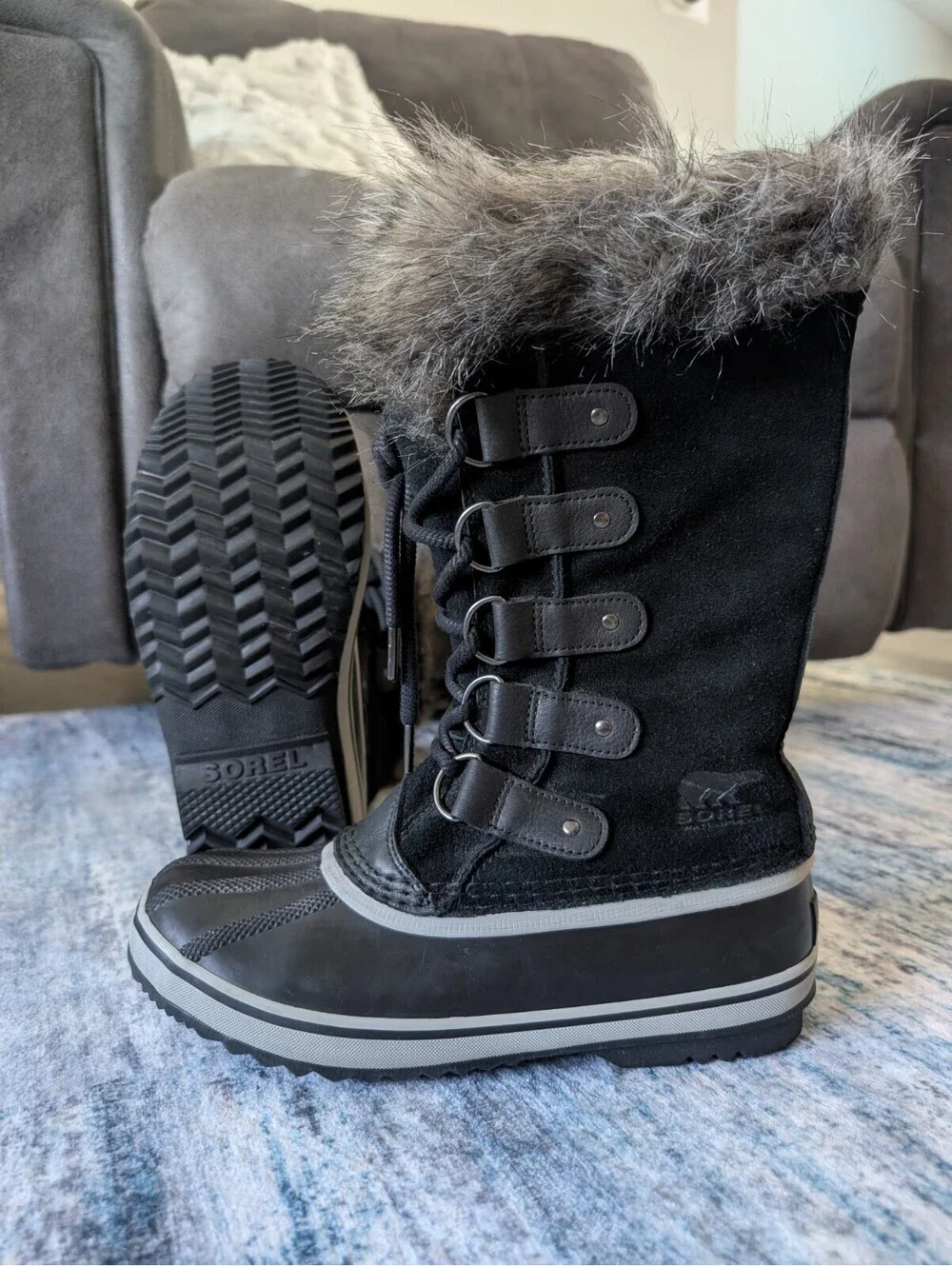 SOREL Joan Of Arctic Waterproof Boots Womens Size 7 Snow Rain Winter Faux Fur